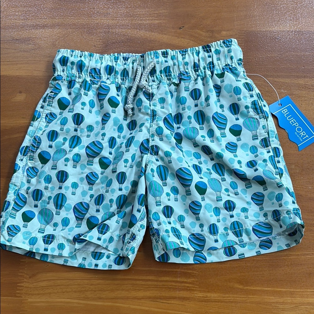 Blue Bubble Pattern Swim Shorts with Elastic Waistband
